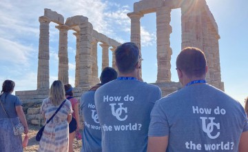 Cumberlands study abroad students at an historic site in Greece