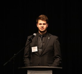 Young man giving a speech