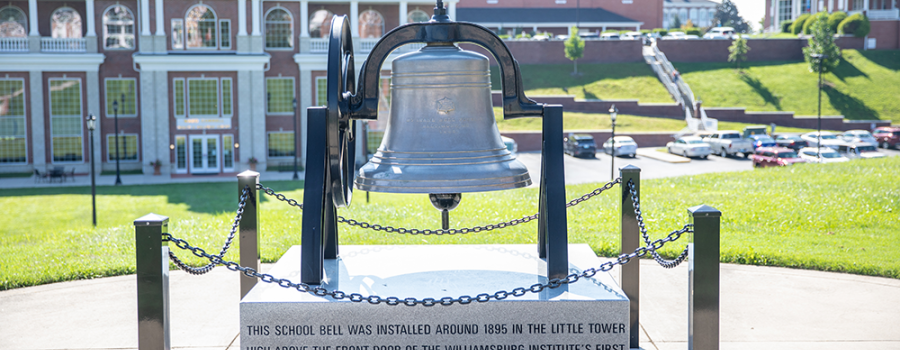 statue of the Liberty Bell on campus